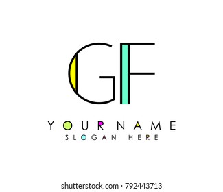 G & F initial minimalist logo template vector