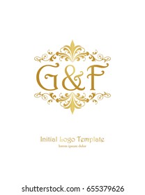 G & F initial wedding logo template vector