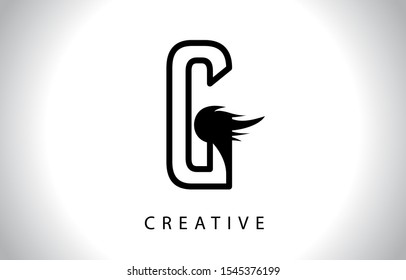 G Flame Letter Logo Icon Design With Fire Flame. G letter design logo concept with black and white colors trendy vector illustration.