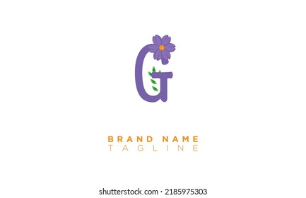 G With Flower Alphabet letters Initials monogram logo 