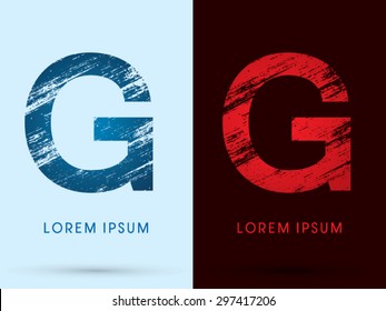 G ,Font Cool and Hot, Ice and Fire, grunge destroy, graphic vector.