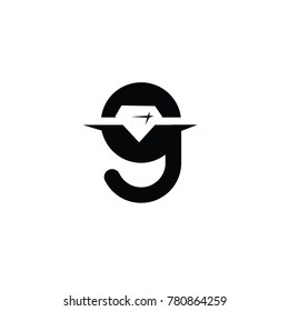 g font diamond logo flat vector template