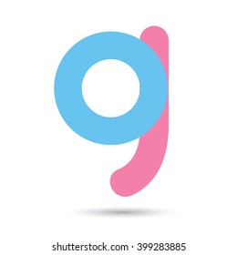 g font vector with blue and pink color isolate on White background
