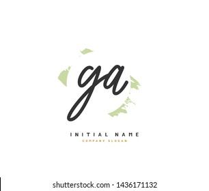 G A GA Beauty vector initial logo, handwriting logo of initial signature, wedding, fashion, jewerly, boutique, floral and botanical with creative template for any company or business.