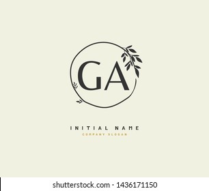 G A GA Beauty vector initial logo, handwriting logo of initial signature, wedding, fashion, jewerly, boutique, floral and botanical with creative template for any company or business.