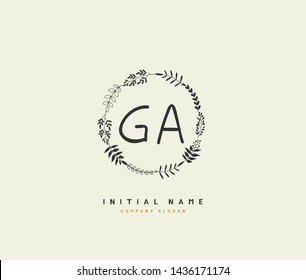 G A GA Beauty vector initial logo, handwriting logo of initial signature, wedding, fashion, jewerly, boutique, floral and botanical with creative template for any company or business.
