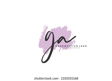 G A GA logo, Initial lettering handwriting or handwritten for identity. Logo with signature and hand drawn style.