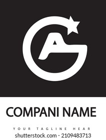 G  A  GA logo initial vector mark. Initial letter G and A GA logo vector mark, white  color on black background.