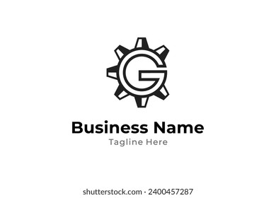 G gear logo, gear logo combination of the letter G and stylish flat design suitable for mechanics, automotive and repair shops