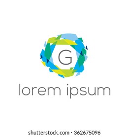 G geometric vector logo template (sign, symbol, icon). Minimal line letter initial G logo. Abstract and elegant shape font sign. logotype vector design template for  branding.