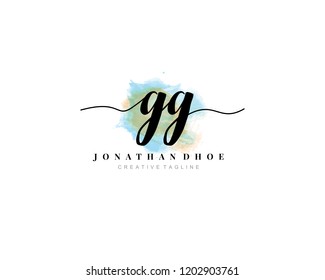 G G GG Initial watercolor logo on white background. Logo template vector