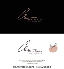 G I GI Initial letter handwriting and signature logo. Beauty vector initial logo .Fashion, boutique, floral and botanical