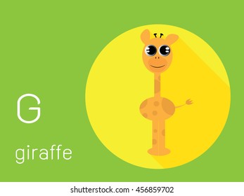 G giraffe English alphabet for beginning student learning vector