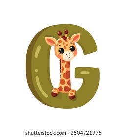 g is for giraffe english alphabet upper case flashcard	
