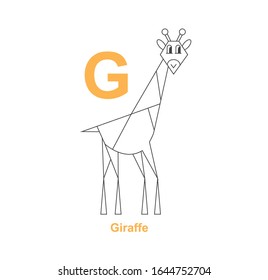 G - giraffe. Geometric learning icon. Vector alphabet.