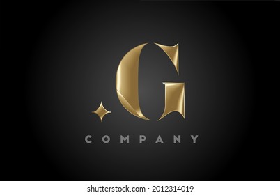 G gold metal alphabet letter icon logo template. Company and business design with golden metal style