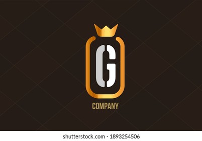 G golden king crown alphabet letter logo for company and corporate. Gold luxury design. Can be used as an icon for a brand or product