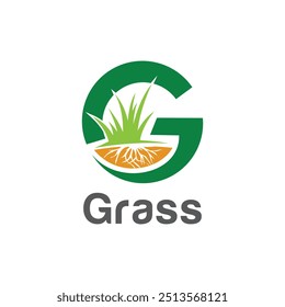 G grass logo vector. logo inspiration