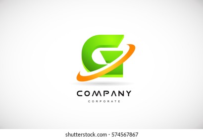 g green 3d letter technology media alphabet vector company logo icon sign design template