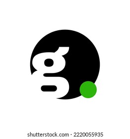 G with green dot vector icon. G dot monogram.