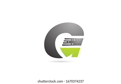 G grey black green letter logo alphabet design icon for business and company. Suitable for catchy logotype