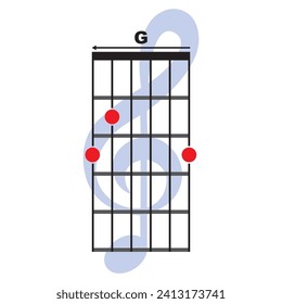 G guitar chord icon. Basic guitar chord vector illustration symbol design