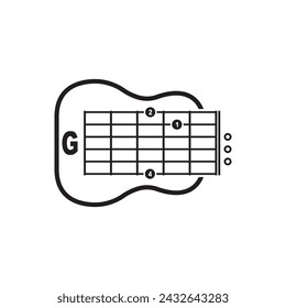 G guitar chord icon. Basic guitar chord vector illustration symbol design