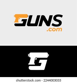 G Gun Logo Design, Creative Minimal Letter G, Gun Logo Icon, Gun icon in letter G