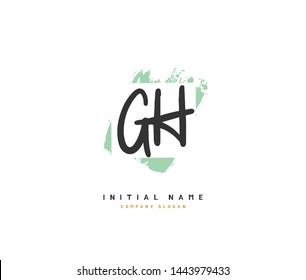 G H GH Beauty vector initial logo, handwriting logo of initial signature 