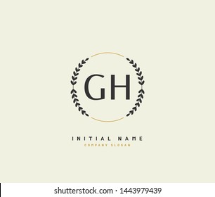 G H GH Beauty vector initial logo, handwriting logo of initial signature 