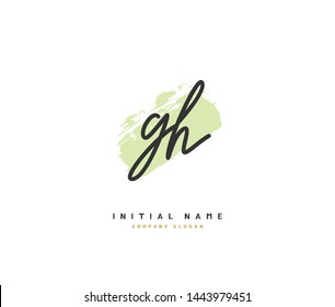 G H GH Beauty vector initial logo, handwriting logo of initial signature, 