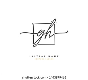 G H GH Beauty vector initial logo, handwriting logo of initial signature 