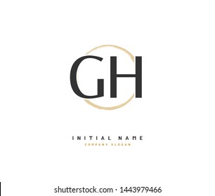 G H GH Beauty vector initial logo, handwriting logo of initial signature 