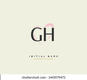 G H GH Beauty vector initial logo, handwriting logo of initial signature 