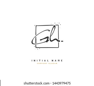 G H GH Beauty vector initial logo, handwriting logo of initial signature, 