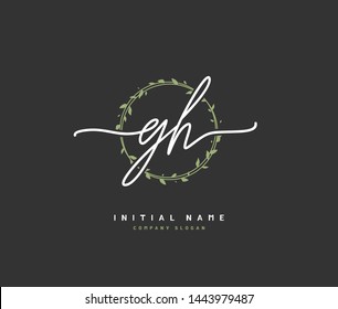G H GH Beauty vector initial logo, handwriting logo of initial signature 