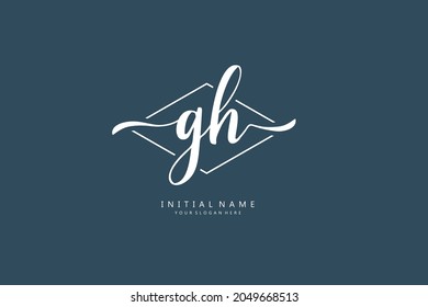 G H GH Initial handwriting or handwritten logo for identity. Logo with signature and hand drawn style.