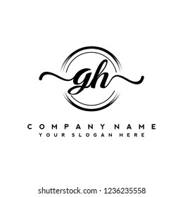 G H Initial handwriting logo vector