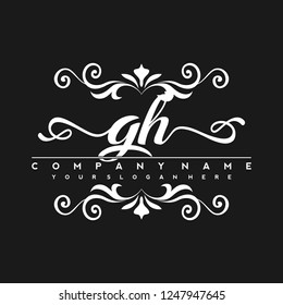 G H Initial handwriting logo vector