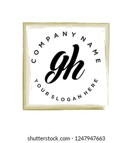 G H Initial handwriting logo vector
