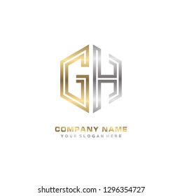 G H initial letter, modern logo design template vector