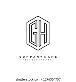 G H initial letter, modern logo design template vector