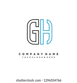 G H initial letter, modern logo design template vector