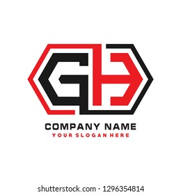 G H initial letter, modern logo design template vector