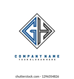 G H initial letter, modern logo design template vector