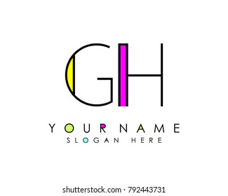 G & H initial minimalist logo template vector