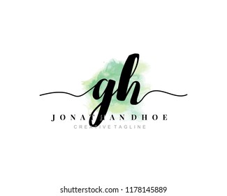 G H Initial watercolor logo on white background. Logo template vector