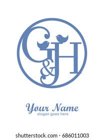 G H initial wedding decorative logo template