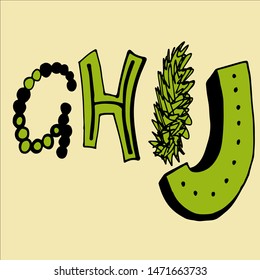 G I H J letters. Cartoon style.