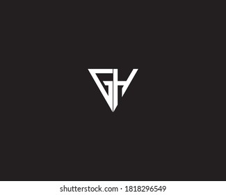G and H Triangle Logo Design Black and White